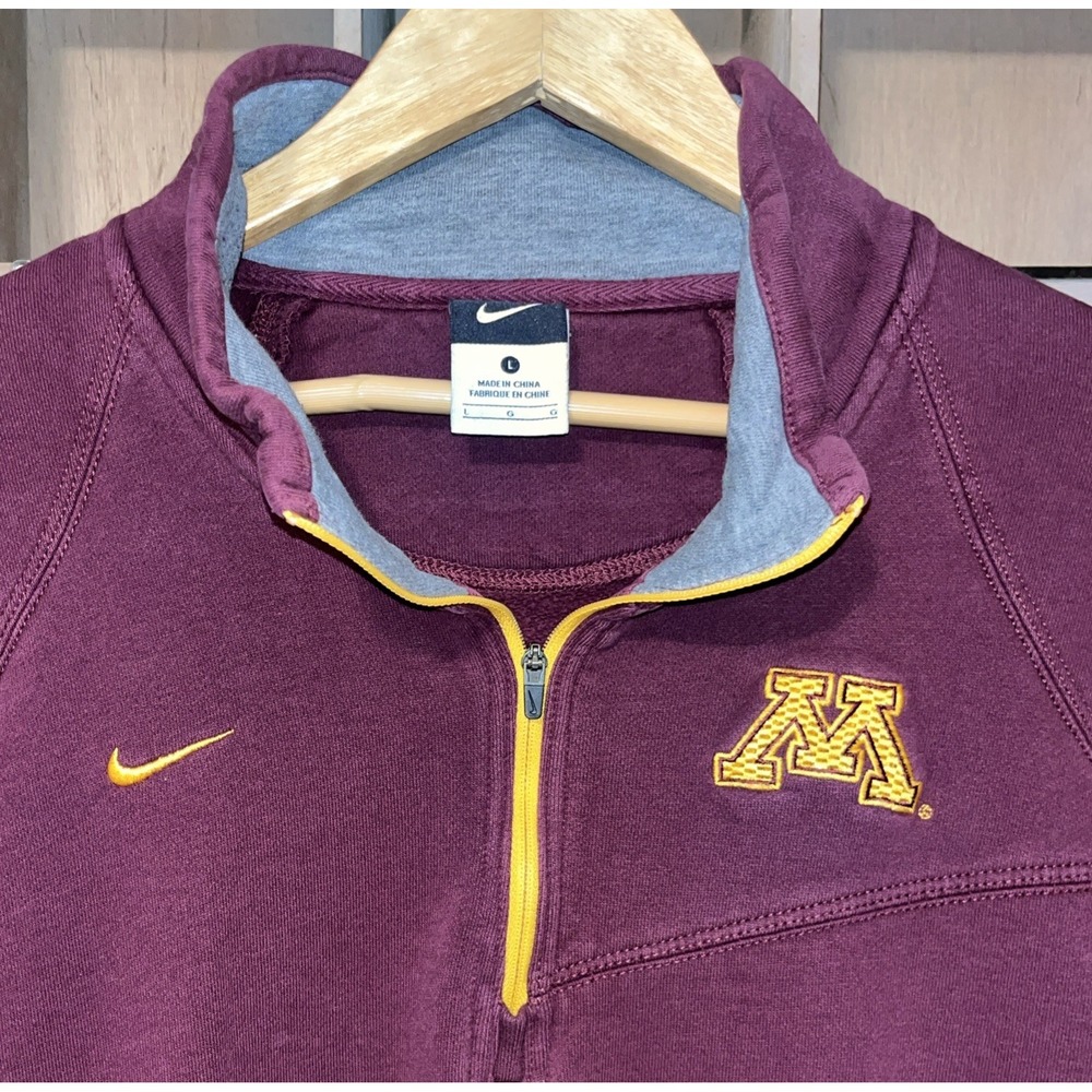 Nike Golden Gophers Maroon 1/4 Zip Pullover Men's L 2-sided Embroidered Pockets